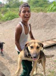 Kids with dog